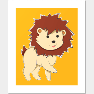 Happy Cartoon Baby Lion Posters and Art